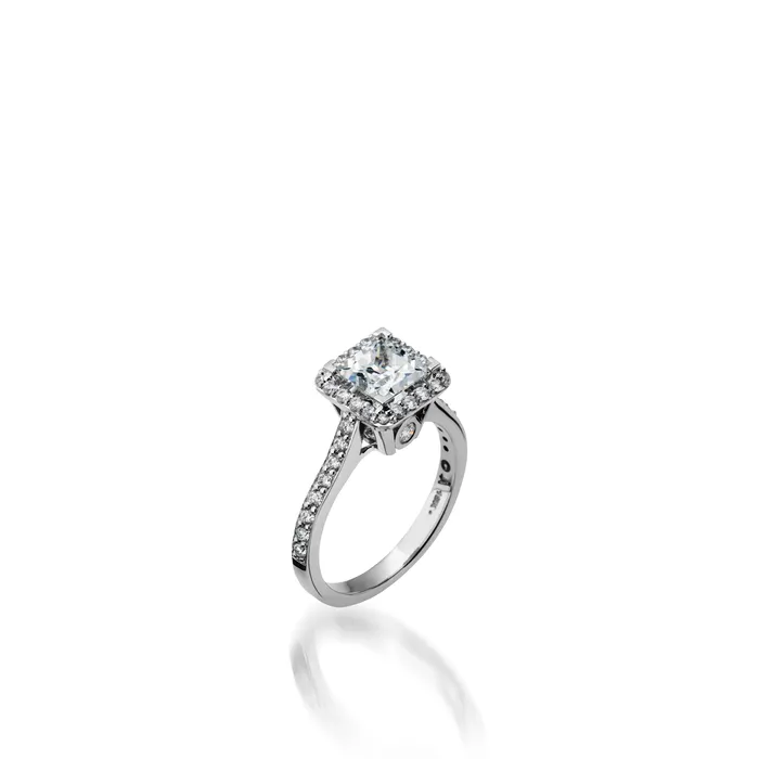 Rings John Atencio Satin Princess Cut Yellow Gold Engagement Ring