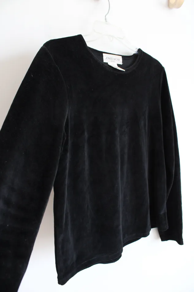 Rings Jones New York Jones Wear Sport Black Velvet Long Sleeved Shirt S