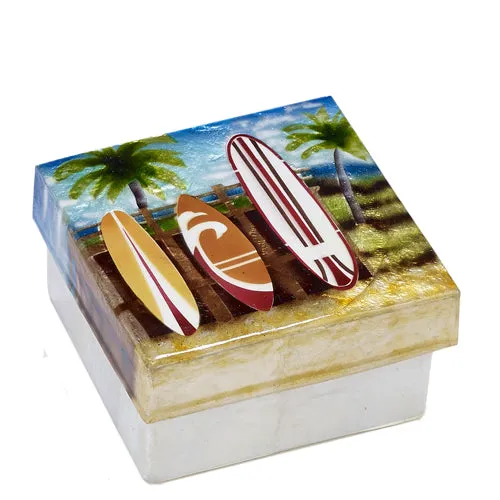 Rings KUBLACRAFTS Surfboard Design Capiz Jewelry or Keepsake Box