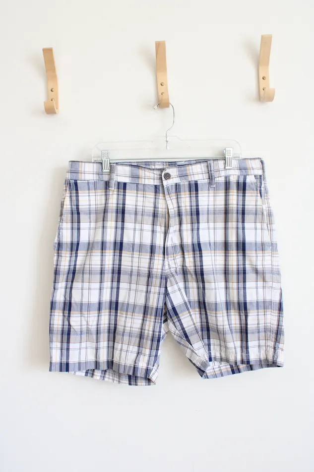 Rings Lee Dungarees Blue Yellow White Plaid Shorts 36 Lee