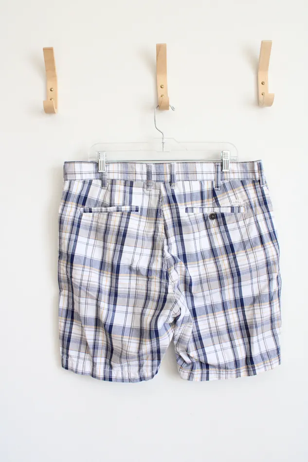 Rings Lee Dungarees Blue Yellow White Plaid Shorts 36 Lee