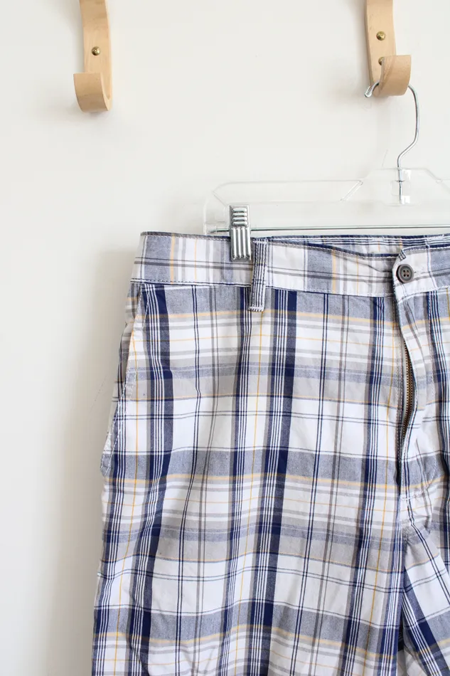 Rings Lee Dungarees Blue Yellow White Plaid Shorts 36 Lee