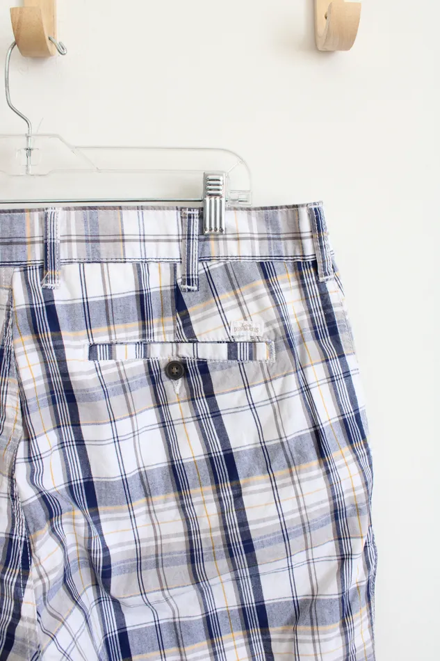 Rings Lee Dungarees Blue Yellow White Plaid Shorts 36 Lee