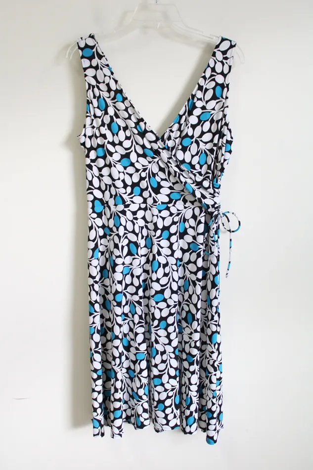 Rings London Style London Style Blue Black Wrap Dress 16 Petite