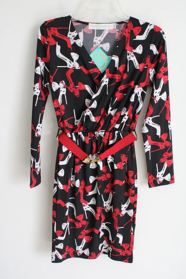 Rings NEW Tracy Negoshian Black Red Heel Dress XS Tracy Negoshian