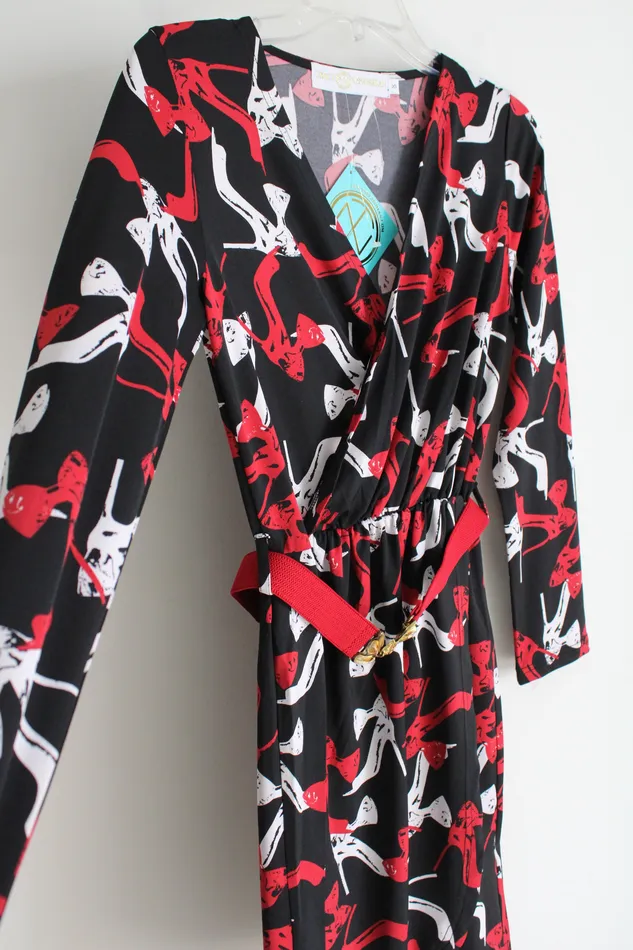 Rings NEW Tracy Negoshian Black Red Heel Dress XS Tracy Negoshian