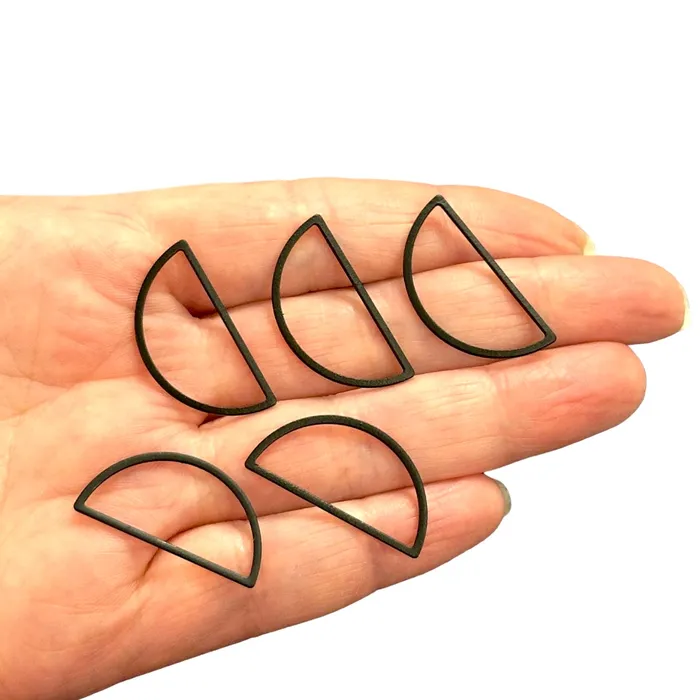 Rings Peppy Beads Black Plated 28x14mm Semicircle Charms Black Oval Semicircle Charms 5 pcs in a pack