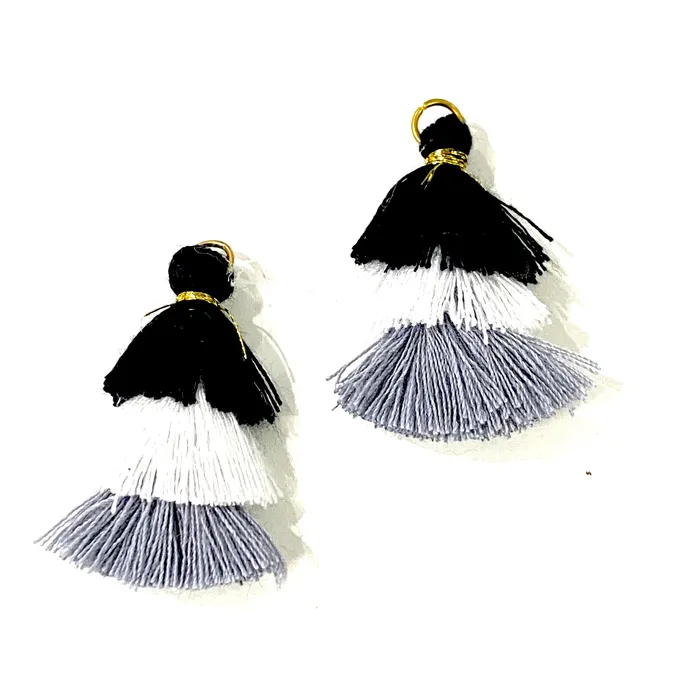 Rings Peppy Beads Three Tiered Tassels Triple Fringe Jewelry Pendants 2 pcs per order