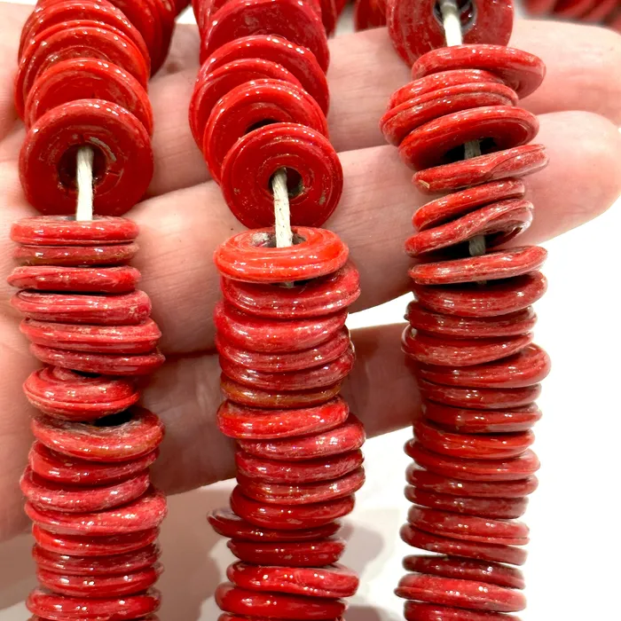 Rings Peppy Beads Turkish Artisan Hand Made Red Glass Large Ring Beads 50 Beads in a pack Rings Peppy Beads Turkish Artisan Hand Made Red Glass Large Ring Beads 50 Beads in a pack