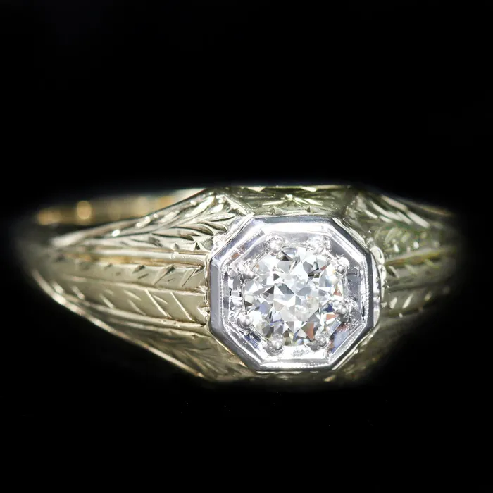 Rings Platinum 1911 Art Deco 040 Carat Old European Cut Diamond Ring