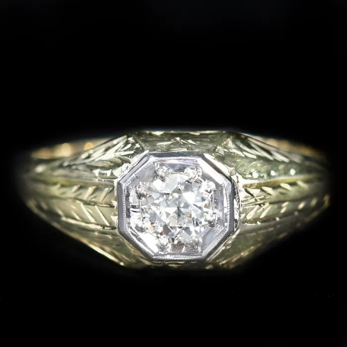 Rings Platinum 1911 Art Deco 040 Carat Old European Cut Diamond Ring