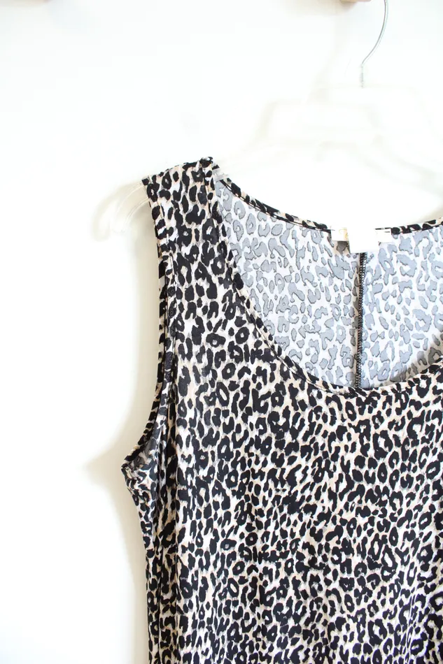 Rings Prelude Prelude Black Tan Leopard Print Sleeveless Knit Maxi Dress XL