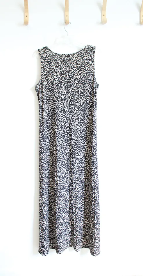 Rings Prelude Prelude Black Tan Leopard Print Sleeveless Knit Maxi Dress XL