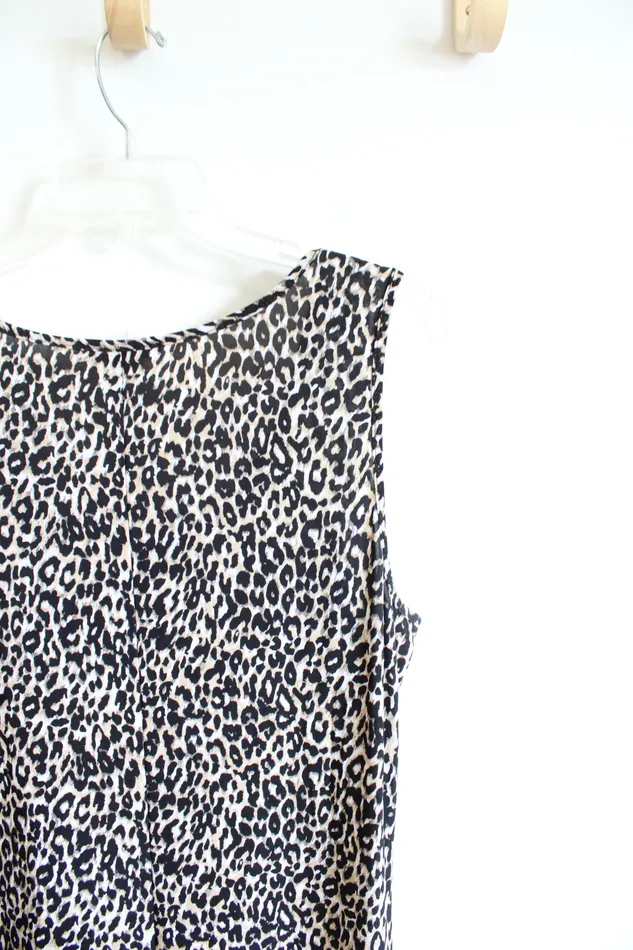 Rings Prelude Prelude Black Tan Leopard Print Sleeveless Knit Maxi Dress XL