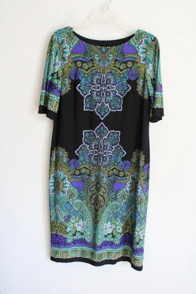 Rings Ronni Nicole Ronni Nicole Black Blue Green Paisley Patterned Dress 10