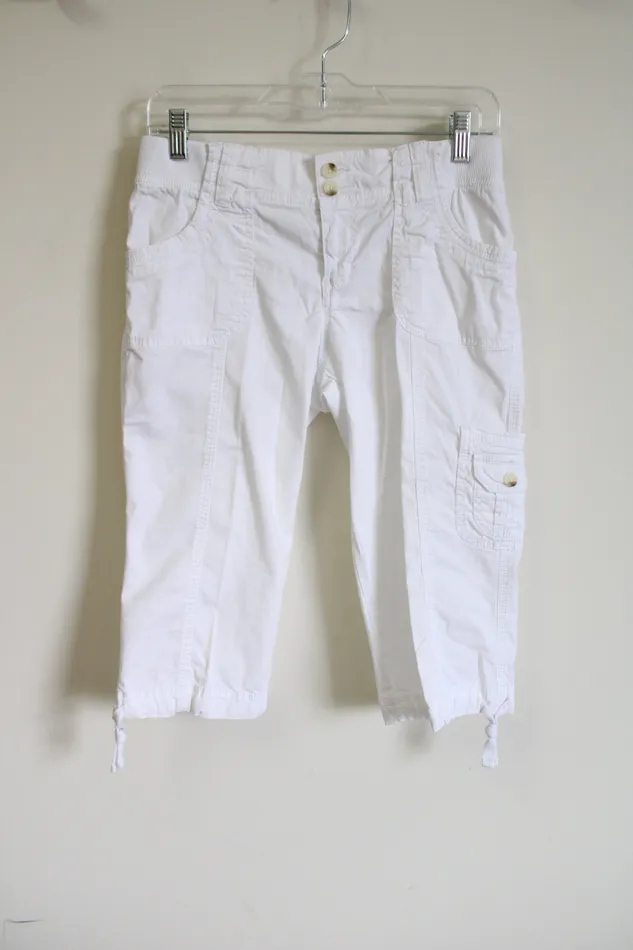 Rings Sonoma Modern Fit White Cargo Capri 2 Petite Sonoma