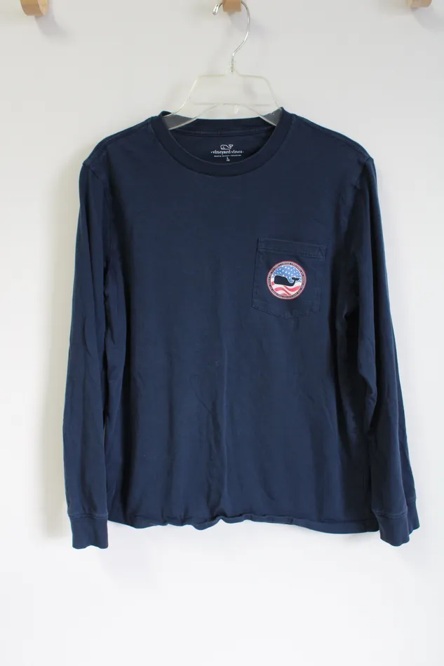 Rings Vineyard Vines Vineyard Vines Navy Blue Long Sleeved Shirt 16