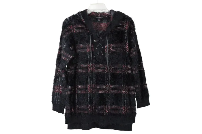 Rock Republic Rings Rock Republic Black Red Plaid Fuzzy Sweater M