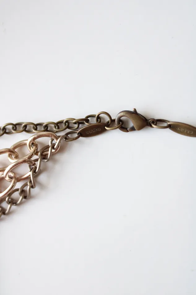 Sabika Classics Silver Bronze Rose Gold Mixed Metal Layered Chain Necklace Sabika Necklaces