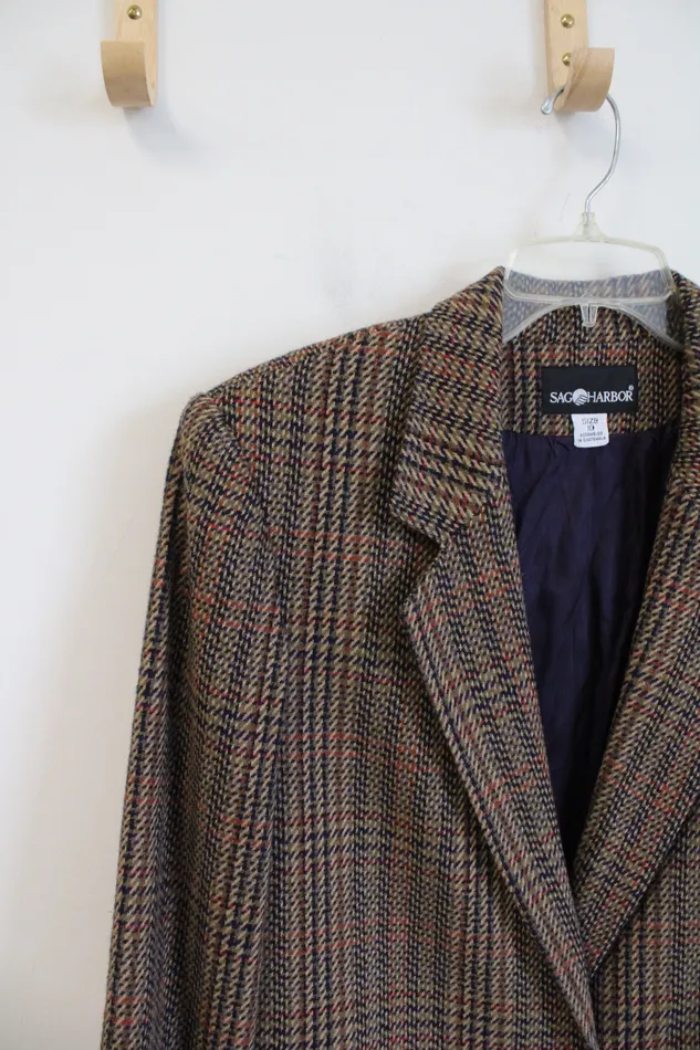 Sag Harbor Earrings Sag Harbor Vintage Brown Plaid Blazer 10