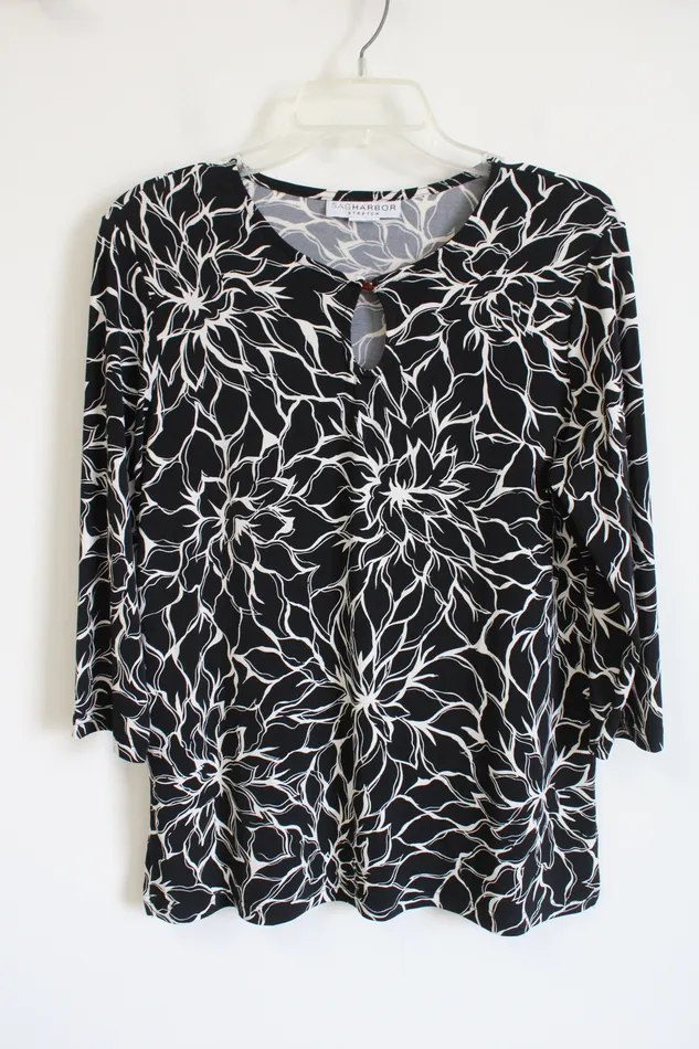 Sag Harbor Rings Sag Harbor Stretch Black and White Top L