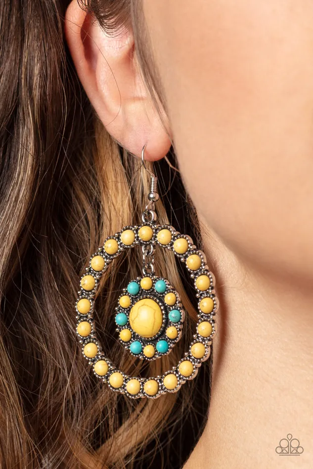 Saguaro Sanctuary Yellow Paparazzi Accessories Earrings