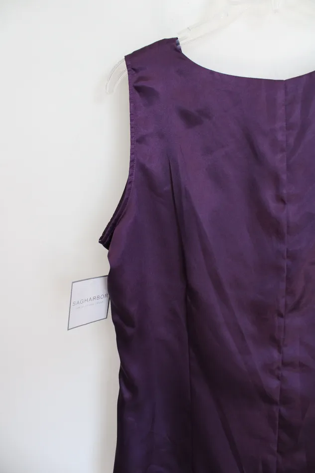 Sah Harbor Eggplant Purple Satin Tank L Sag Harbor Earrings