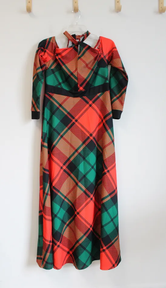 Shein Earrings Shein Red Green Plaid CrissCross Halter Neck OffTheShoulder Maxi Dress L Shein Earrings Shein Red Green Plaid CrissCross Halter Neck OffTheShoulder Maxi Dress L