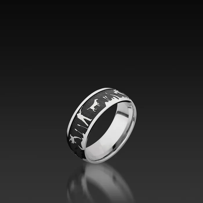 Shop John Atencio Cobalt Chrome Domed Band with Duck Hunt Pattern Rings