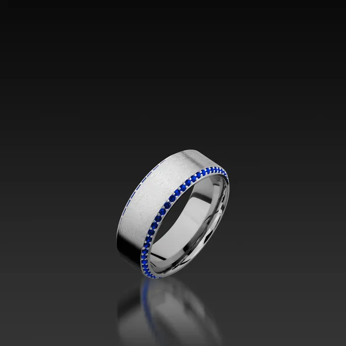 Shop John Atencio Rings White Gold Eternity Bevel Band with Sapphires