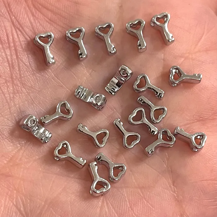 Silver Plated Key Spacer Charms 20 pcs in a pack Peppy Beads Earrings