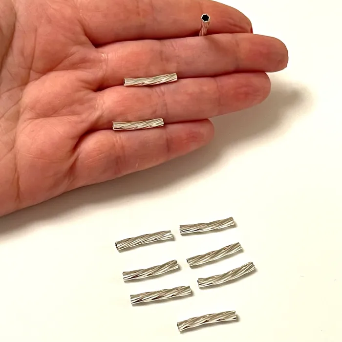 Silver Plated Twisted Spacer Tubes Twisted Round Tube Bars Silver Tube Bars Peppy Beads Rings Silver Plated Twisted Spacer Tubes Twisted Round Tube Bars Silver Tube Bars Peppy Beads Rings