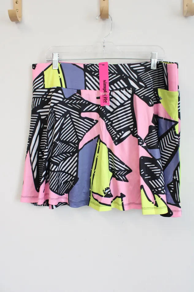 Simplicite Earrings NEW Simplicite By Jamie Sadock Bold Patterned Skort XL
