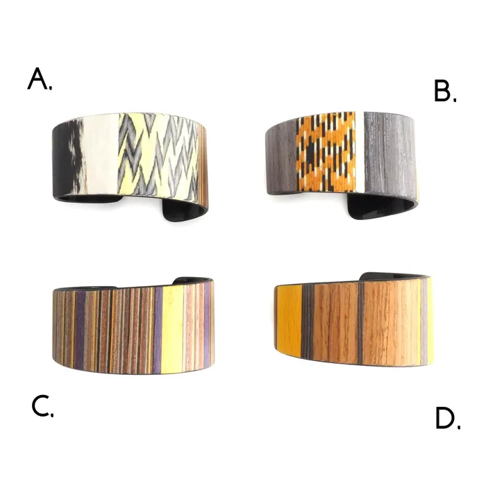 Small Wood Cuff Bracelet YELLOW Macco Bracelets