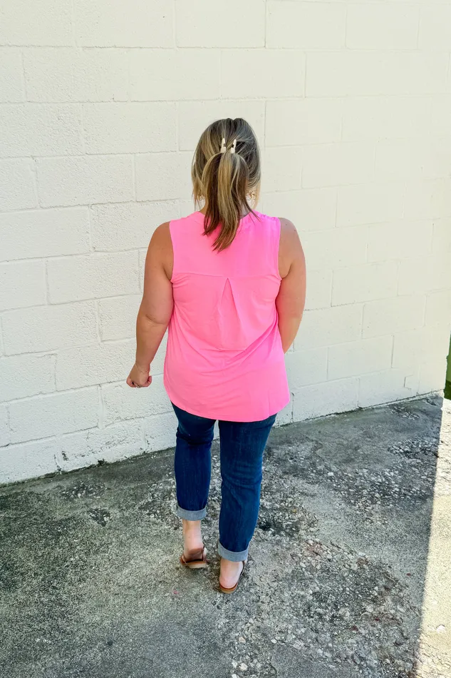 Solid Lizzy Tank Top Neon Pink Dear Scarlett Earrings
