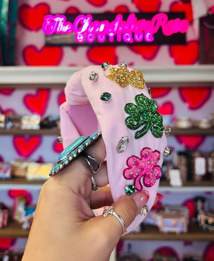 Something Special LA Earrings SAINT PATRICKS SHAMROCK TOP KNOTTED HEADBAND PINK Something Special LA Earrings SAINT PATRICKS SHAMROCK TOP KNOTTED HEADBAND PINK