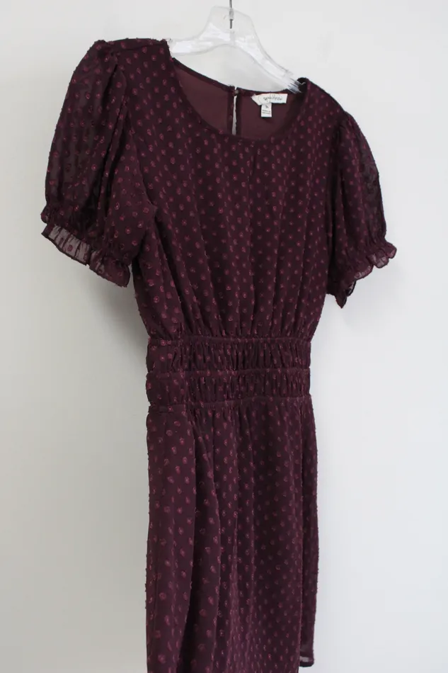 Speechless Earrings Speechless Burgundy Swiss Dotted Dress M