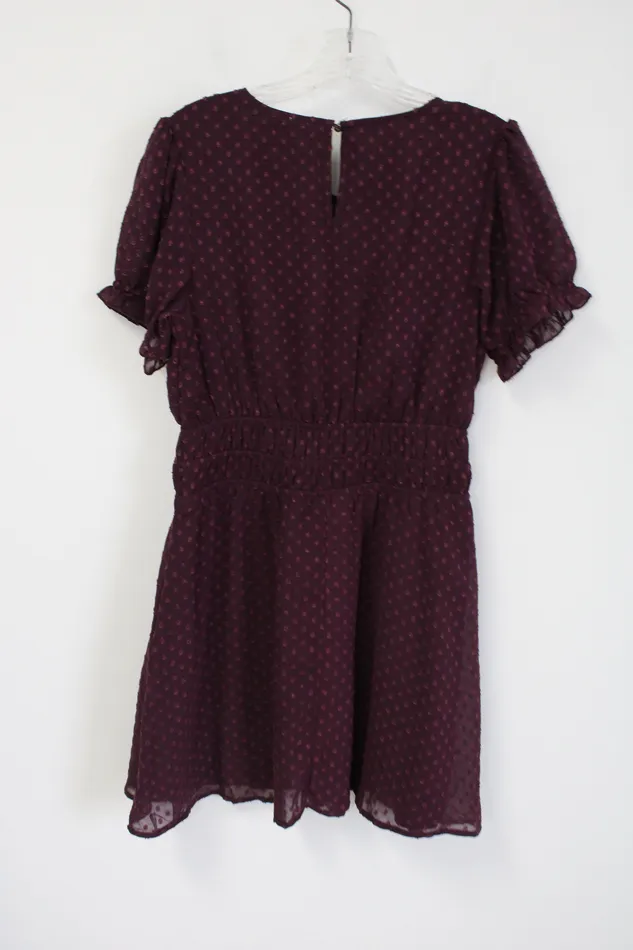 Speechless Earrings Speechless Burgundy Swiss Dotted Dress M