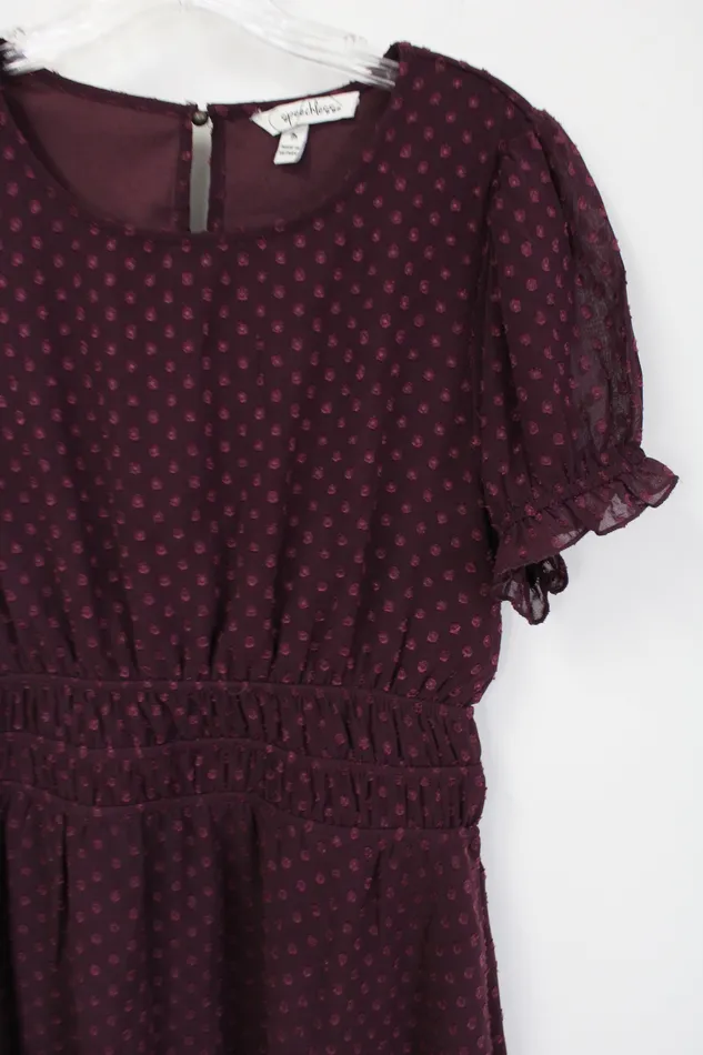 Speechless Earrings Speechless Burgundy Swiss Dotted Dress M