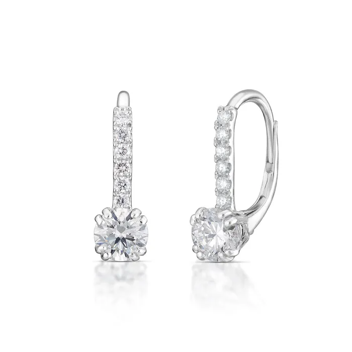 Stephen Silver Earrings 107 Carat Diamond Leverback Earrings