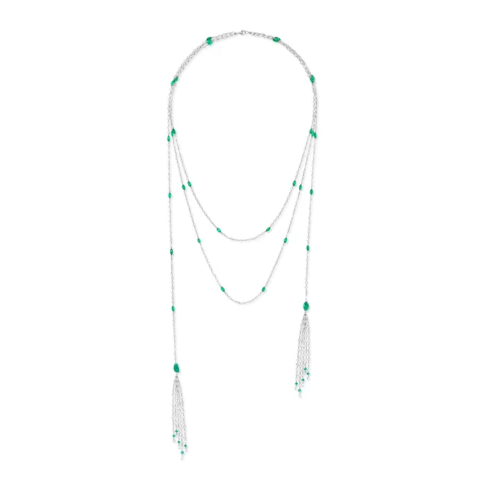 Stephen Silver Fine Jewelry Necklaces 4074 Carat Diamond and Emerald Tassel Necklace Stephen Silver Fine Jewelry Necklaces 4074 Carat Diamond and Emerald Tassel Necklace