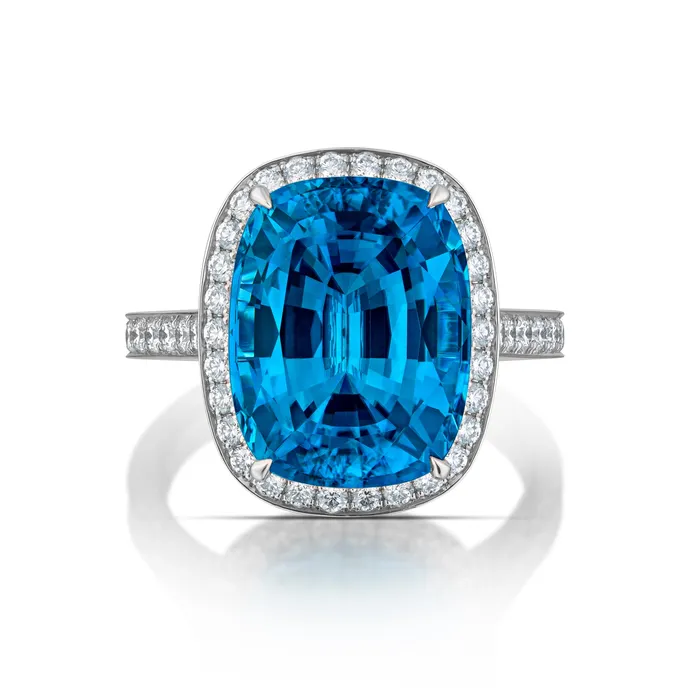Stephen Silver Fine Jewelry Rings 1382 Carat Blue Zircon and Diamond Ring Stephen Silver Fine Jewelry Rings 1382 Carat Blue Zircon and Diamond Ring