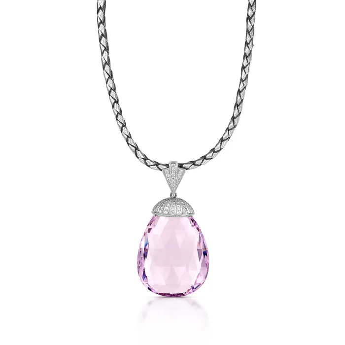 Stephen Silver Necklaces 8199 Carat Kunzite and Diamond Necklace