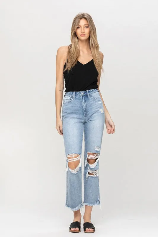 SUPER HIGH RISE DISTRESSED FRAY STRAIGHT JEAN LIGHT STONE Flying Monkey Necklaces SUPER HIGH RISE DISTRESSED FRAY STRAIGHT JEAN LIGHT STONE Flying Monkey Necklaces