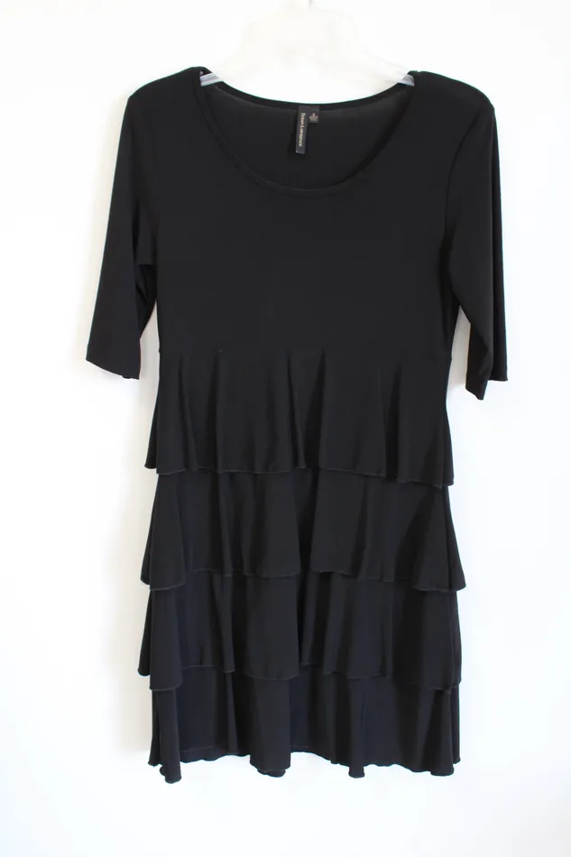 Susan Lawrence Rings Susan Lawrence Black Ruffle Tiered Dress S