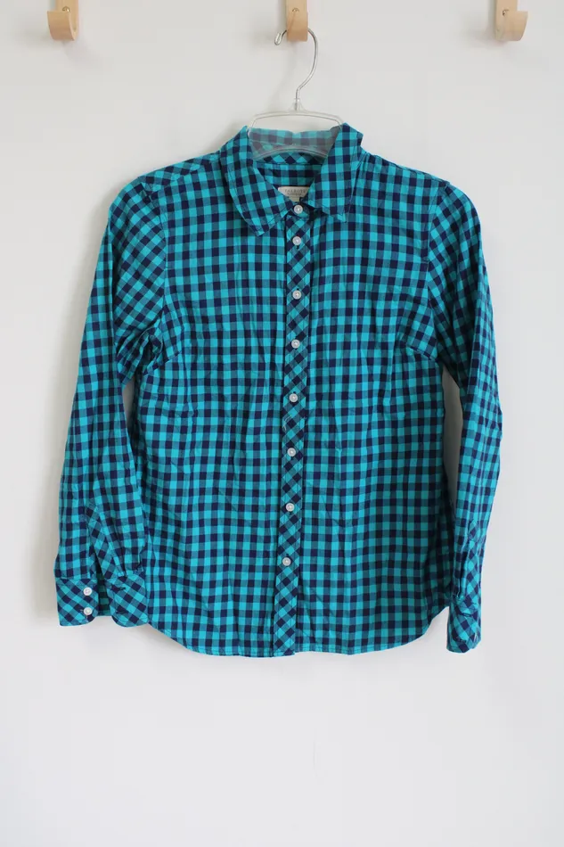 Talbots Rings Talbots Blue Button Down Gingham Shirt Petite