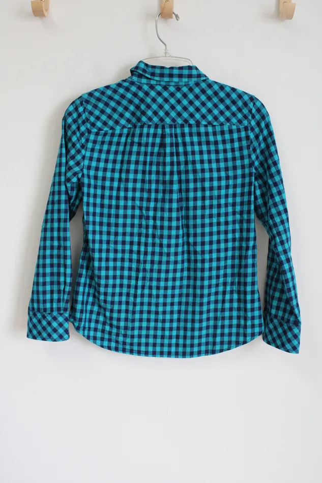Talbots Rings Talbots Blue Button Down Gingham Shirt Petite