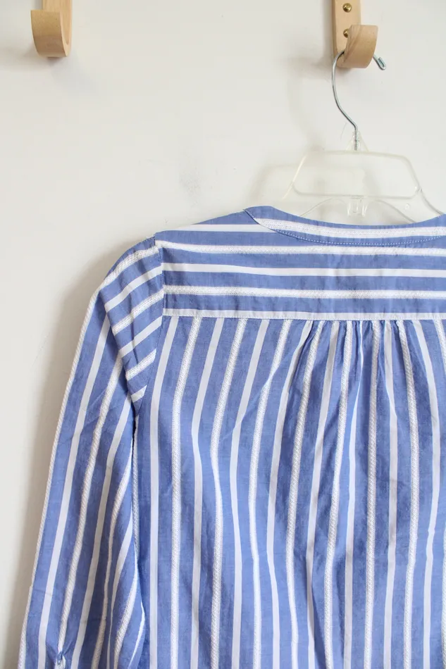 Talbots Rings Talbots Blue White Striped Long Sleeved Cotton Top S Petite