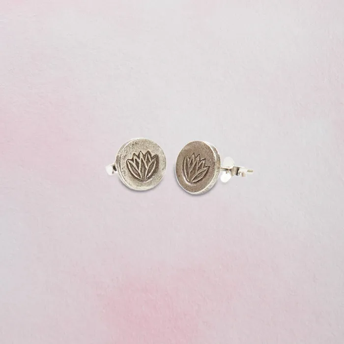 Thai Silver Lotus Earrings Tiger Mountain Earrings