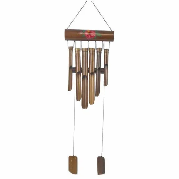 THEBEACHCOMBER Earrings Beachcomber Handpainted Hibiscus Bamboo Wind Chime